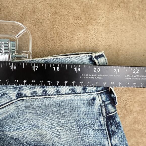 True Religion Geno‎ Jeans Mens 40 Blue Acid Wash Straight Streetwear Y2K Grunge - Picture 9 of 13